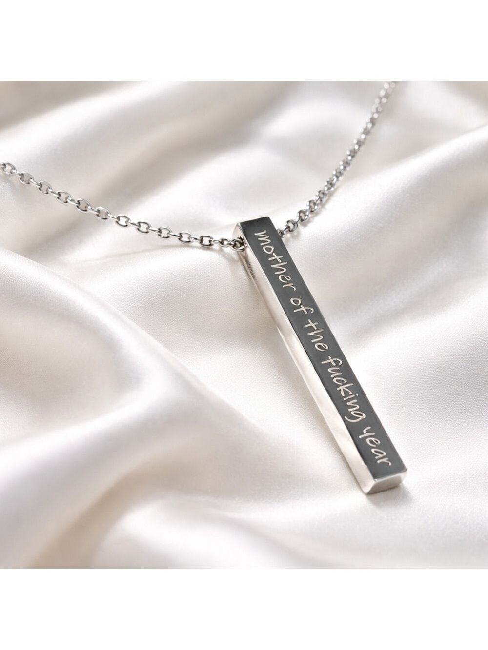 Engraved Statement Bar Necklace “Mother of the F*cking Year”